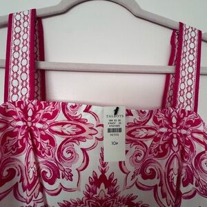 Talbots White Sundress with Fuchsia Floral Print